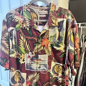 Tommy Bahama Christmas Santa silk button up